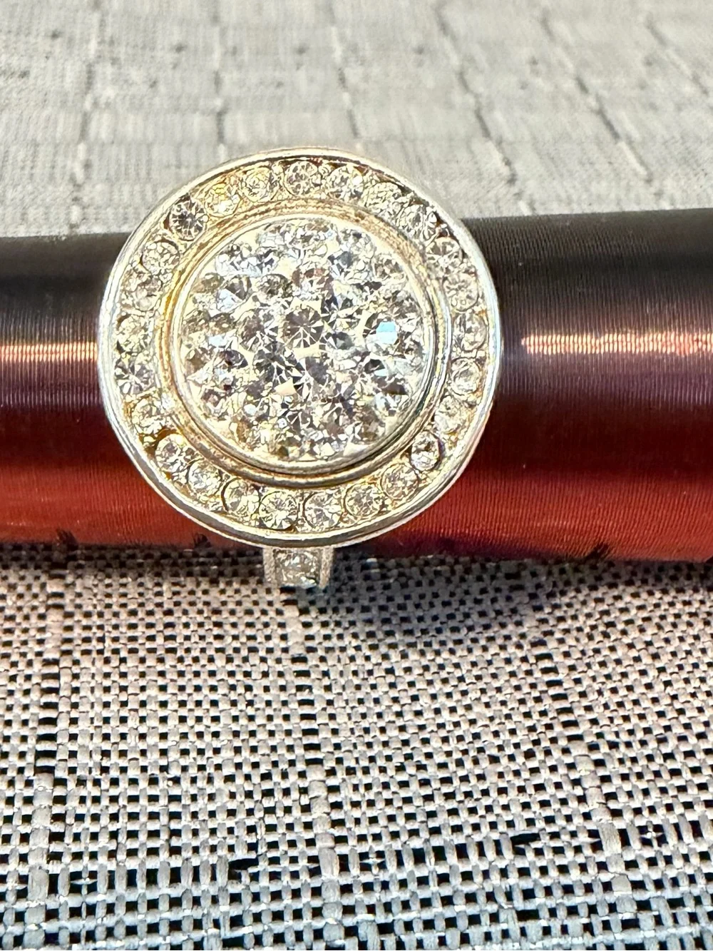 Silver-Tone Crystal Cluster Cocktail Ring - Clear